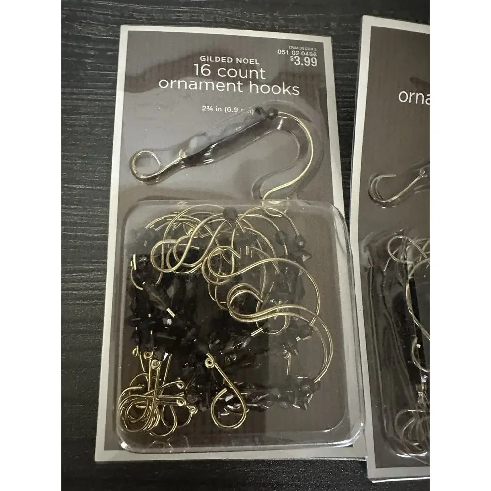 Christmas Brown and Gold Bead Ornament Hooks by Gilded Noel - 2 Pack - NEW